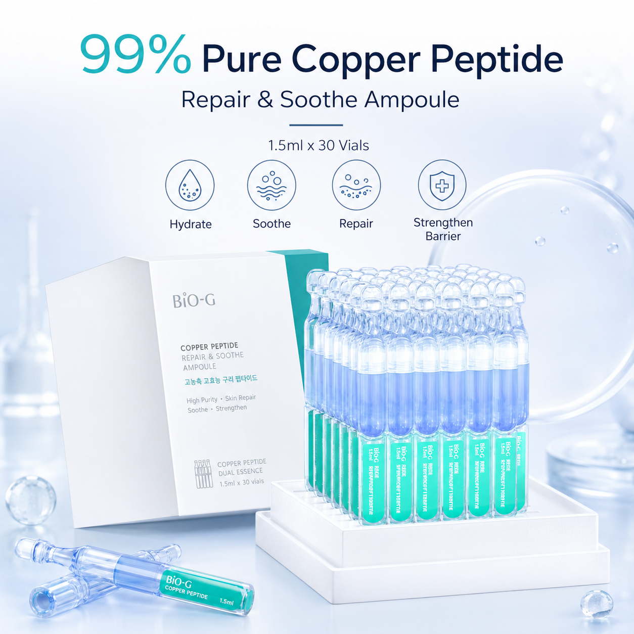 Essence Serum Toner - Blue Copper Peptide Repairing Essence Ampoules,