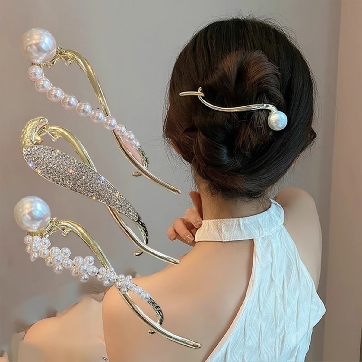 Elegant Glitter Pearl Hair Cli - Lifestyle In Korean 评论和价格