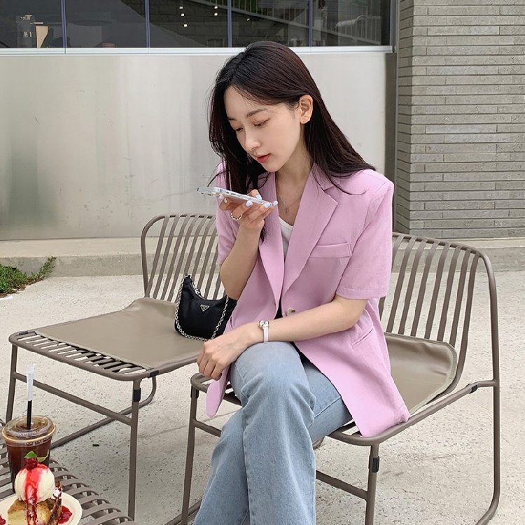 Women's Short Sleeve Suit Jack - Lifestyle In Korean 评论和价格