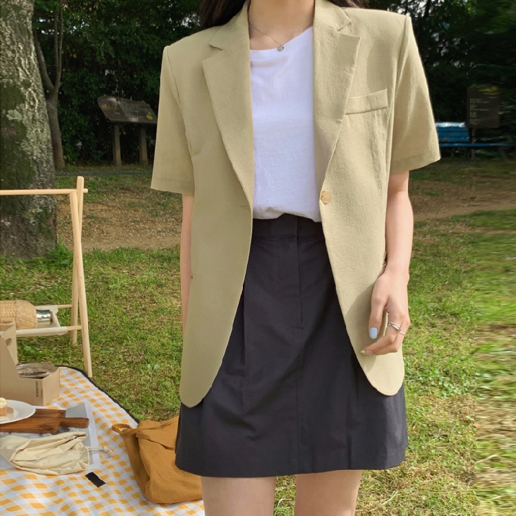 Women's Short Sleeve Suit Jack - Lifestyle In Korean 评论和价格